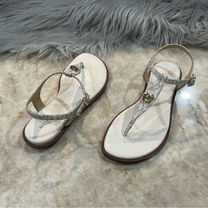 MICHAEL KORS Mallory White Logo Thong Sandal Women's